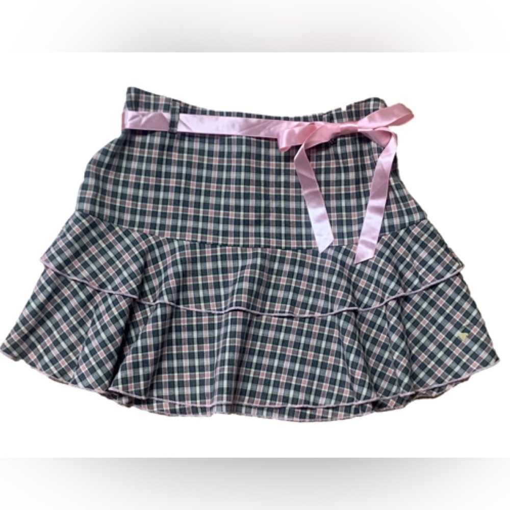 Vintage Y2K Pink Plaid Preppy Lolita
Coquette Ribbon Bow Grunge Mini Skirt